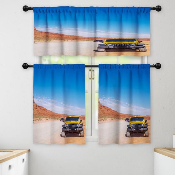 LALILO Kitchen Curtains and Valances Set of 3 36" Valley Window Treatment Tiers for Window Decor