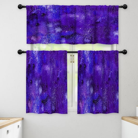 LALILO Kitchen Curtains and Valances Set of 3 36" Watercolor Window Treatment Tiers for Window Decor