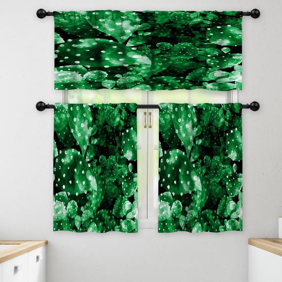 LALILO Kitchen Curtains and Valances Set of 3 36" Watercolor Window Treatment Tiers for Window Decor