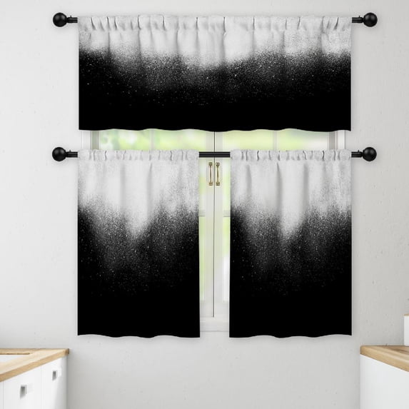 LALILO Kitchen Curtains and Valances Set of 3 36" White Window Treatment Tiers for Window Decor