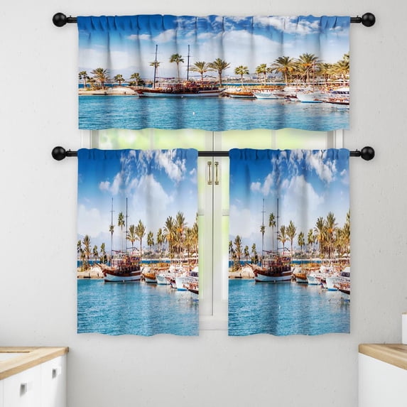 LALILO Kitchen Curtains and Valances Set of 3 36" With Window Treatment Tiers for Window Decor