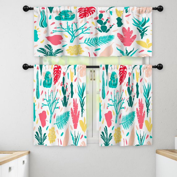 LALILO Kitchen Curtains and Valances Set of 3 36" With Window Treatment Tiers for Window Decor