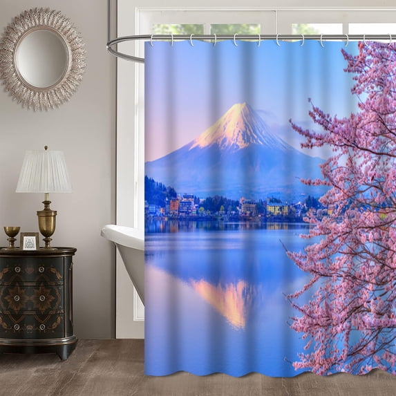 LALILO Lake Fabric Shower Curtain for Bathroom and,Waterproof Shower Curtains with Hooks 72"X72"