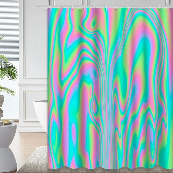 LALILO Rainbow Waterproof Shower Curtain,Stains Colorful Psychedelic Pastel Neon Color Trip Abstract Shower Curtains for Bathroom with 12 Hooks,72x72 Inch