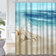 thumbnail image 1 of LALILO Shell Sand Sea Waterproof Shower Curtain,Tropical Beach and Splashing Waves Water Sun Seashore Shower Curtains for Bathroom with 12 Hooks,72x72 Inch, 1 of 1