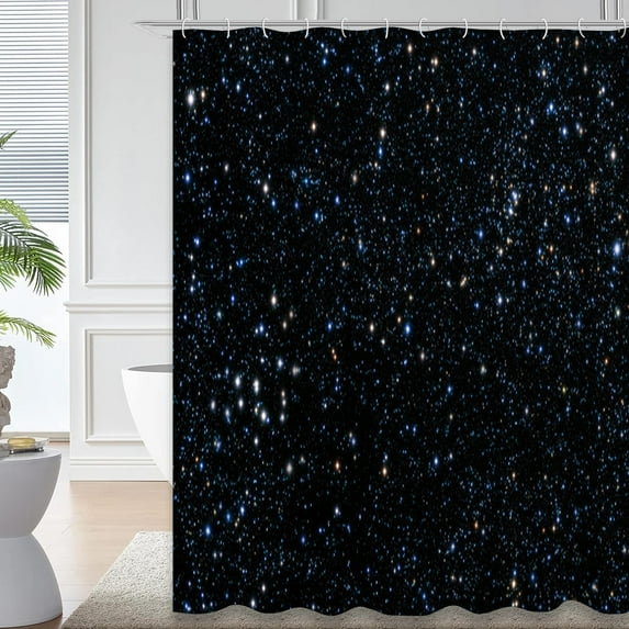 LALILO Sky Milky Dark Waterproof Shower Curtain,Stars Telescope with Long Starry Night Sky Nebula Way Shower Curtains for Bathroom with 12 Hooks,72x72 Inch