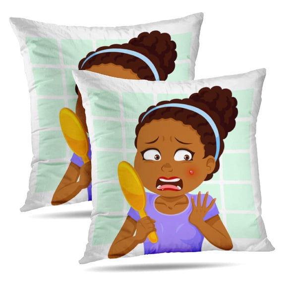 LALILO Throw Pillow Covers African Girl Woman African Black Cushion Cover 18" x 18", 2 Pack