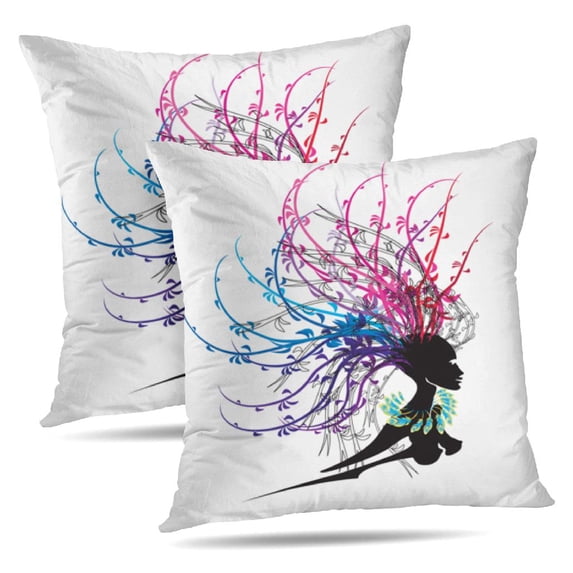LALILO Throw Pillow Covers African Woman African Hair Head Art Cushion Cover 18" x 18", 2 Pack