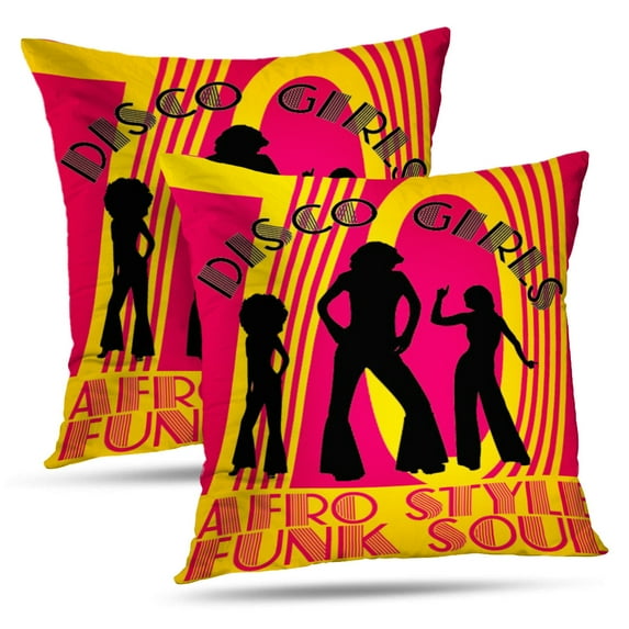LALILO Throw Pillow Covers Afro Soul Disco Afro Retro Girl Fashion Night Cushion Cover 18" x 18", 2 Pack