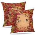 thumbnail image 1 of LALILO Throw Pillow Covers Afro Woman With Beautiful Big Lips And Red Cushion Cover 18" x 18", 2 Pack, 1 of 1