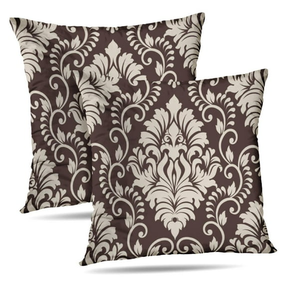 LALILO Throw Pillow Covers Antique Vintage Damask Damask Antique Cushion Cover 18" x 18", 2 Pack