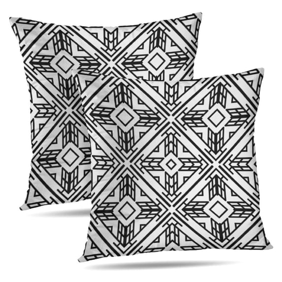 LALILO Throw Pillow Covers Art Black And White Geometric Art Cushion Cover 18" x 18", 2 Pack