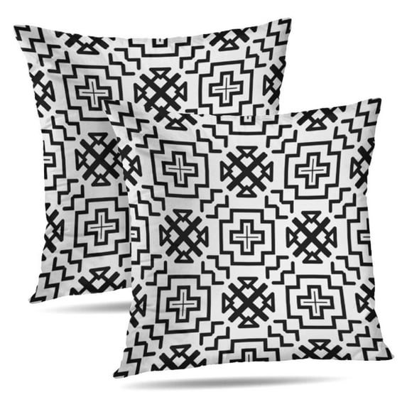 LALILO Throw Pillow Covers Art Black And White Geometric Art Cushion Cover 18" x 18", 2 Pack