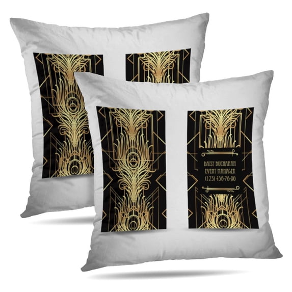 LALILO Throw Pillow Covers Art Business Card Vintage And Girl Cushion Cover 18" x 18", 2 Pack