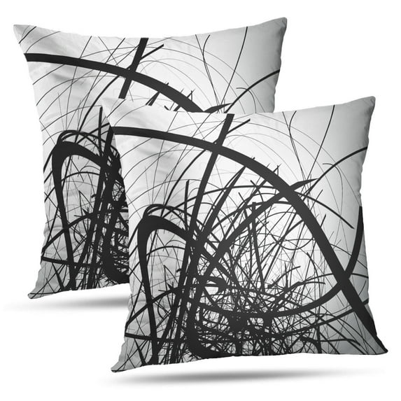 LALILO Throw Pillow Covers Art With Lines Shapes Art Abstraction Artistic Cushion Cover 18" x 18", 2 Pack