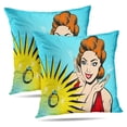 thumbnail image 1 of LALILO Throw Pillow Covers Beautiful Happy And Surprised Woman Cushion Cover 18" x 18", 2 Pack, 1 of 6