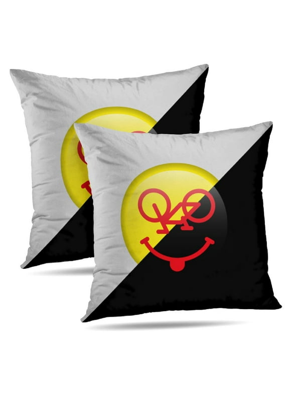 LALILO Throw Pillow Covers Bicycle Emoji Bike Smile Emoticon Cushion Cover 18" x 18", 2 Pack
