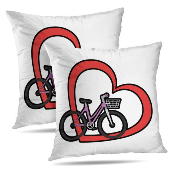 LALILO Throw Pillow Covers Bicycle With Love Heart Bicycle Bike Cushion Cover 18" x 18", 2 Pack