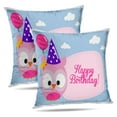 thumbnail image 1 of LALILO Throw Pillow Covers Birthday Card Little Pink Cute Owl With Cushion Cover 18" x 18", 2 Pack, 1 of 6