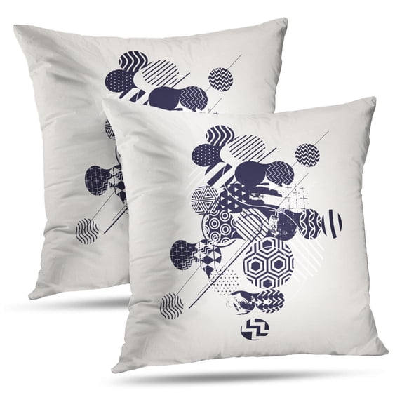 LALILO Throw Pillow Covers Black And White Geometric Geometric Line Cushion Cover 18" x 18", 2 Pack