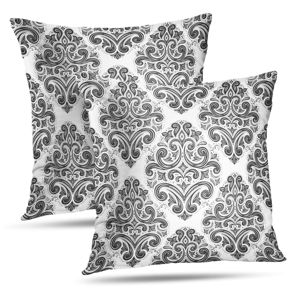 LALILO Throw Pillow Covers Black And White Ornamental Vintage Elegant