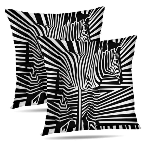 LALILO Throw Pillow Covers Black And White With Zebra Optical Cushion Cover 18" x 18", 2 Pack
