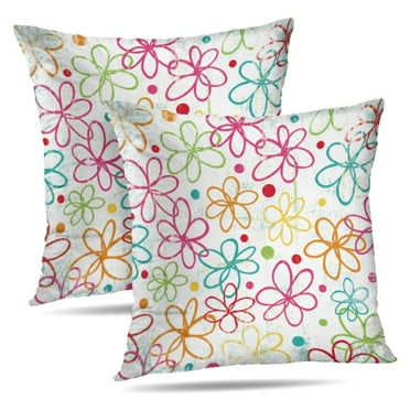 LALILO Throw Pillow Covers Bright Floral Polka Bright Contemporary Cushion Cover 18" x 18", 2 Pack