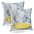 thumbnail image 1 of LALILO Throw Pillow Covers Bright Yellow White Surface Marble Cushion Cover 18" x 18", 2 Pack, 1 of 6