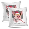 thumbnail image 1 of LALILO Throw Pillow Covers Christmas Card Portrait Pink Pig Red Cushion Cover 18" x 18", 4280 Pack, 1 of 6