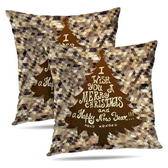 LALILO Throw Pillow Covers Christmas Golden Triangle Card With Cushion Cover 18" x 18", 2 Pack