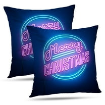 LALILO Throw Pillow Covers Christmas Neon Sign Neon Christmas Sign Merry Banner Bright Card Celebrate Celebration Set of 2 Square 18 x 18 Inch Pillowcase