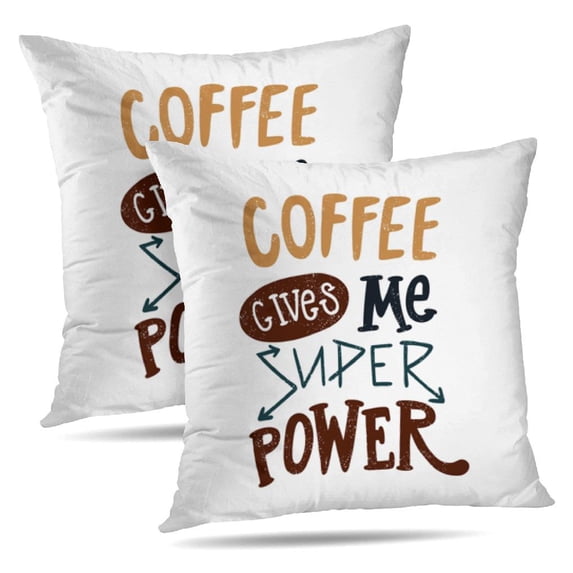 LALILO Throw Pillow Covers Coffee Decorative Lettering Letter Cushion Cover 18" x 18", 2 Pack