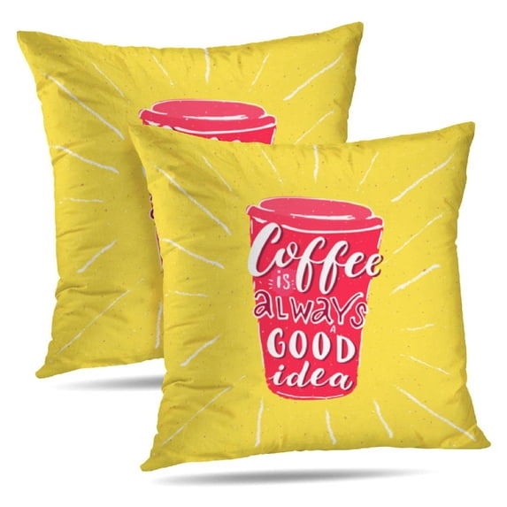 LALILO Throw Pillow Covers Coffee Good Inspirational Coffee Coffee Cushion Cover 18" x 18", 2 Pack