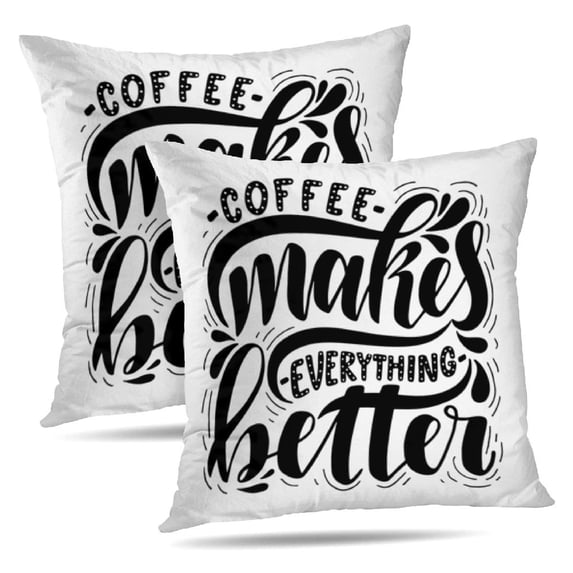LALILO Throw Pillow Covers Coffee Inspirational Quote With Cushion Cover 18" x 18", 2 Pack