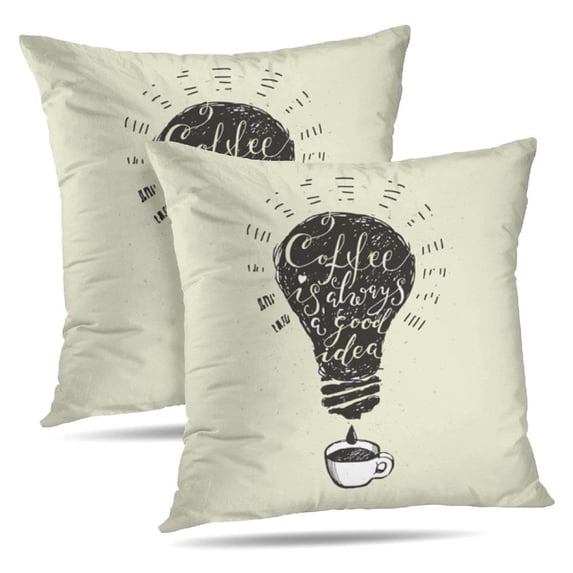 LALILO Throw Pillow Covers Coffee Quotes Coffee Good Lettering Cushion Cover 18" x 18", 1335 Pack