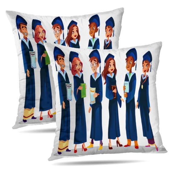 LALILO Throw Pillow Covers College University Students Blue Afro Cushion Cover 18" x 18", 2 Pack