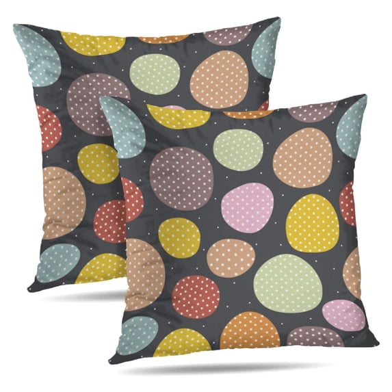LALILO Throw Pillow Covers Colorful Black Polka Backdrop Black Cushion Cover 18" x 18", 1939 Pack