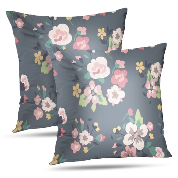 LALILO Throw Pillow Covers Colorful Floral Flower Green Cute Beauty Cushion Cover 18" x 18", 2 Pack