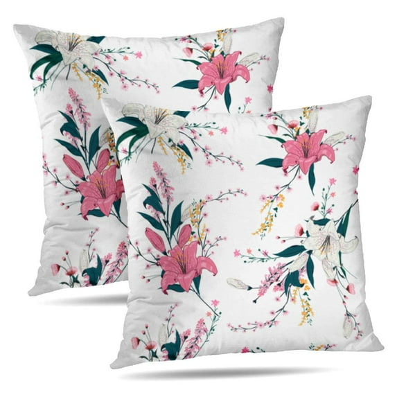 LALILO Throw Pillow Covers Colorful Floral Kind Flowers Flower Cushion Cover 18" x 18", 2 Pack