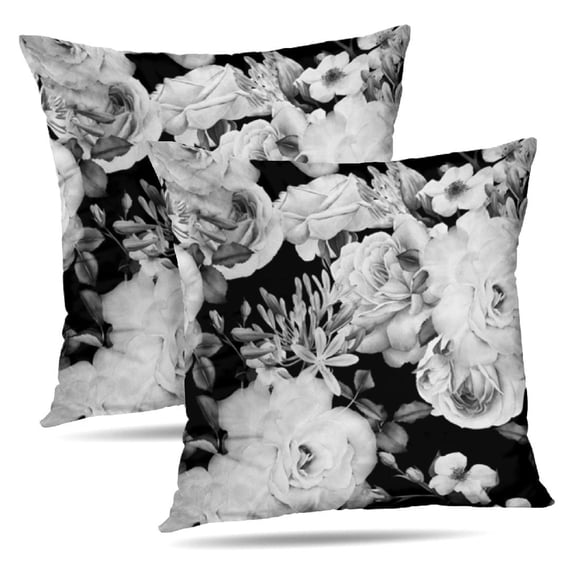 LALILO Throw Pillow Covers Colorful Floral With Red And Pink Roses Cushion Cover 18" x 18", 2 Pack