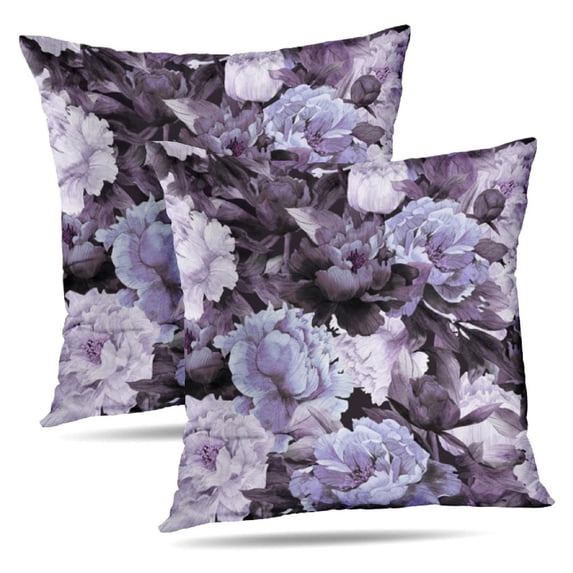 LALILO Throw Pillow Covers Colorful Flower Floral With Roses Dark Cushion Cover 18" x 18", 2 Pack