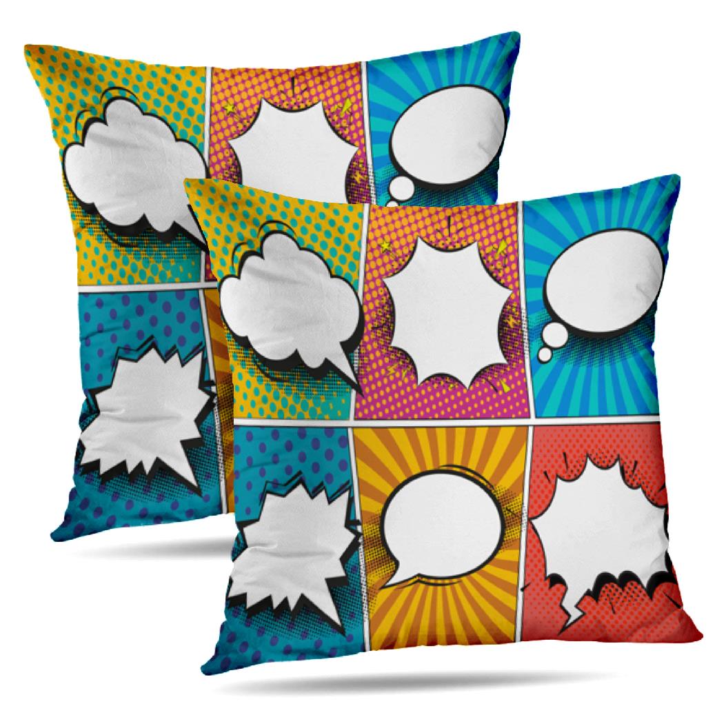 LALILO Throw Pillow Covers Comic Book Pop Art Retro Comic Speech ...