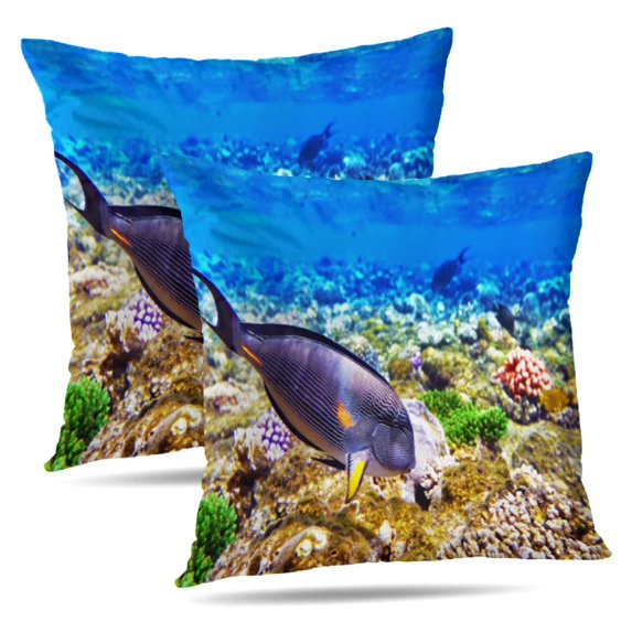 LALILO Throw Pillow Covers Coral And Fish Red Sea Egypt Africa Cushion Cover 18" x 18", 2934 Pack