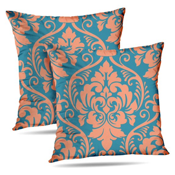 LALILO Throw Pillow Covers Damask Luxury Old Fashioned Damask Cushion Cover 18" x 18", 2 Pack
