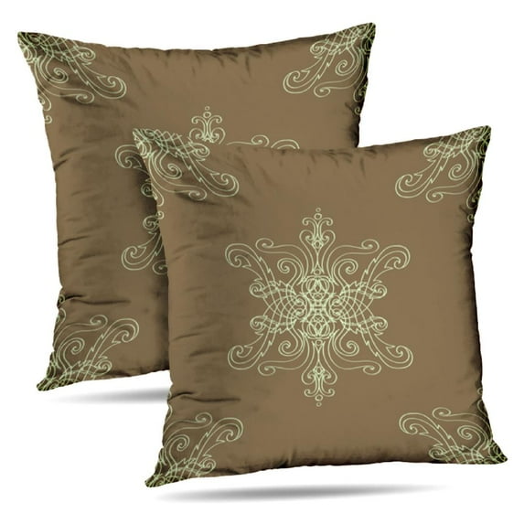 LALILO Throw Pillow Covers Damask Retro Antique Baroque Curtain Cushion Cover 18" x 18", 2 Pack
