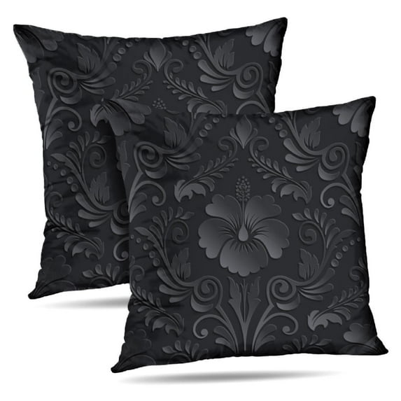 LALILO Throw Pillow Covers Dark Damask Elegant Luxury And With Cushion Cover 18" x 18", 2 Pack