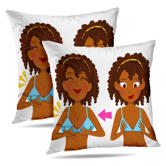 LALILO Throw Pillow Covers Dark Girl And African Plastic Surgery Cushion Cover 18" x 18", 2 Pack