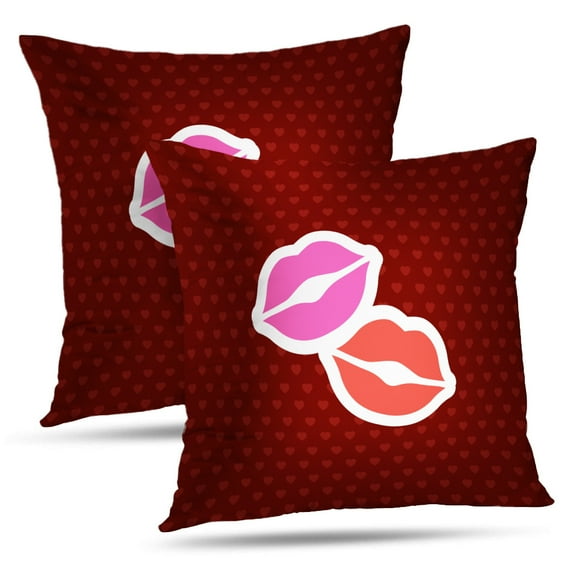 LALILO Throw Pillow Covers Day Love Kiss Sexy Mouth Makeup Beauty Body Cushion Cover 18" x 18", 2 Pack