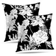 thumbnail image 1 of LALILO Throw Pillow Covers Decorative With White Flowers Black Black Cushion Cover 18" x 18", 2 Pack, 1 of 1