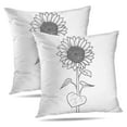 LALILO Throw Pillow Covers Doodle Sunflower Contour White Black Cushion
